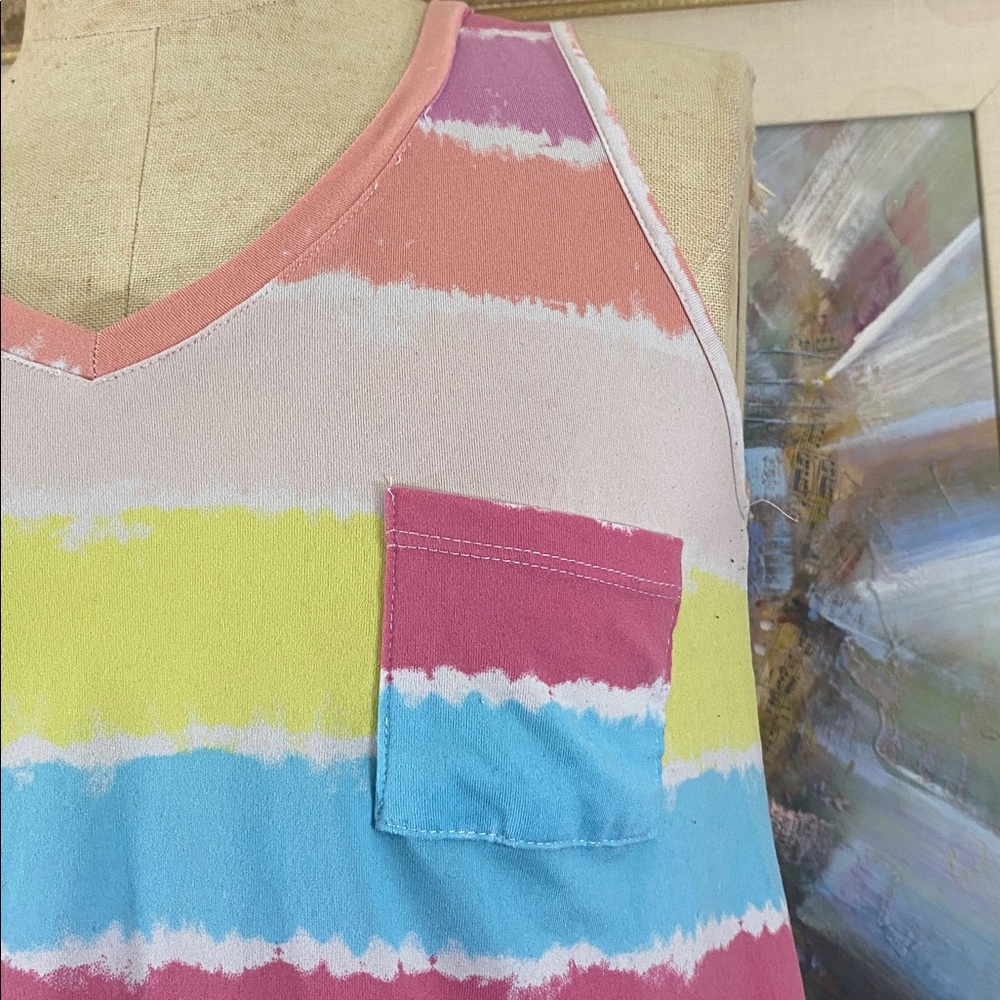 Jaclyn Intimates Pastel Stripe Tank & Short Sleep Set - Picture 6 of 12
